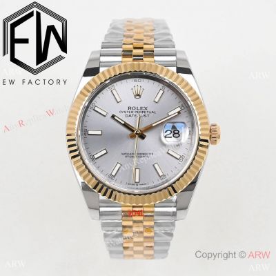 1-1 Replica Rolex 18K Gold Datejust 41 mm Gray Dial 3235 Watch